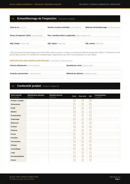 Checklist Contrôle Qualité